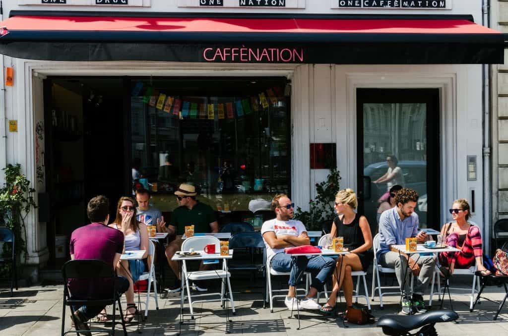 Belgium, Flanders, Antwerp (Antwerpen), cafe of the trendy Verso