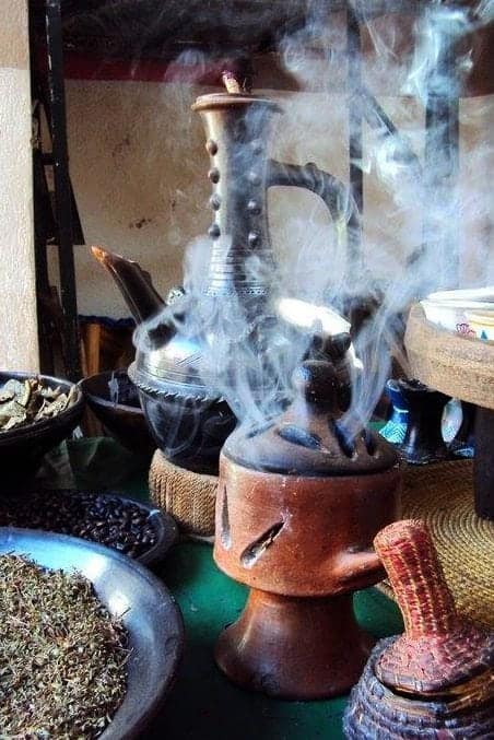 Aksum Coffee House, Brussels, Ethiopian traditional coffee brewing