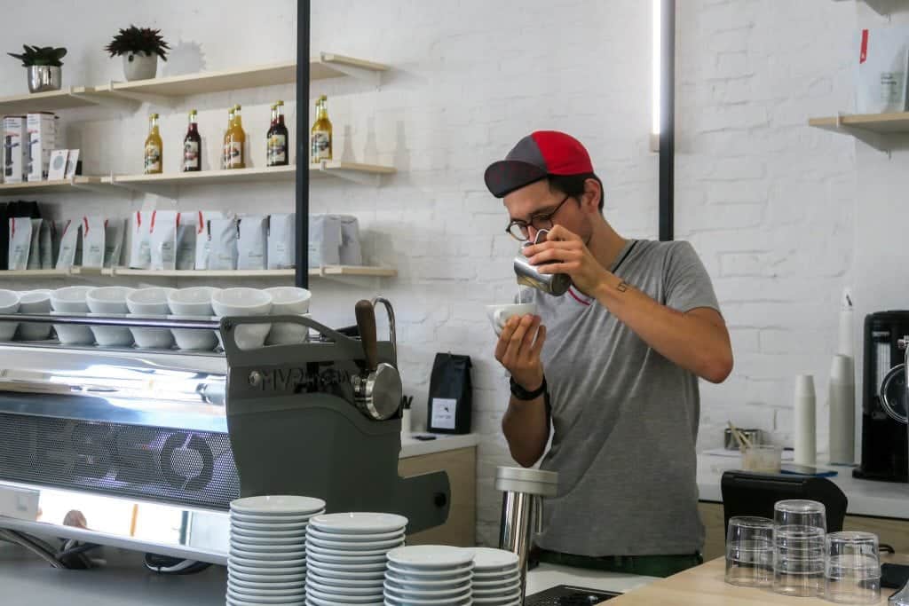 the visit, Berlin, barista, milk pour, latte art