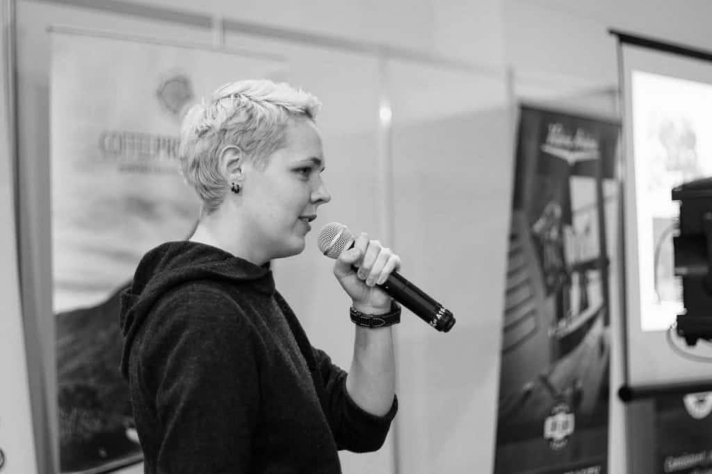 Agnieszka Rojewska sharing her experience at Polish Cup Tasters Championship