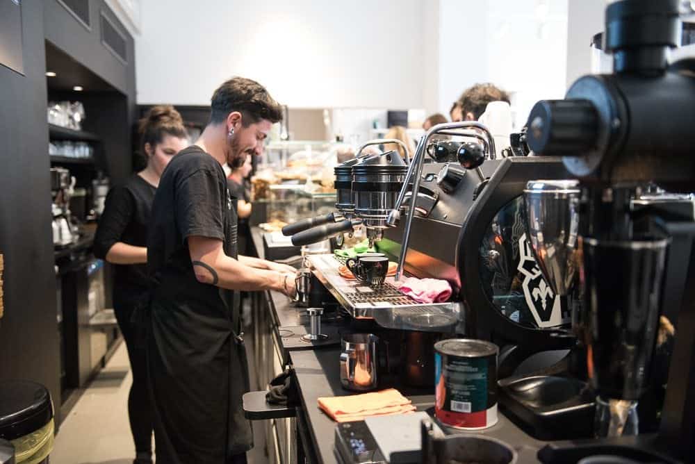 Moleskine cafe, behind the bar