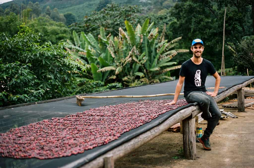 Dajo Aertssen at speciality coffee farm in Brazil. He spent 9 months living there.