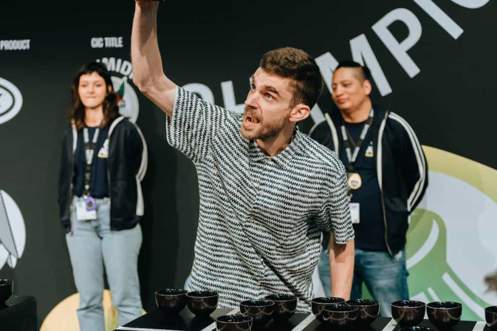 Dajo Aertssen at World Cup Tasters Championship 2019 in Berlin. Photo by World Coffee Events.