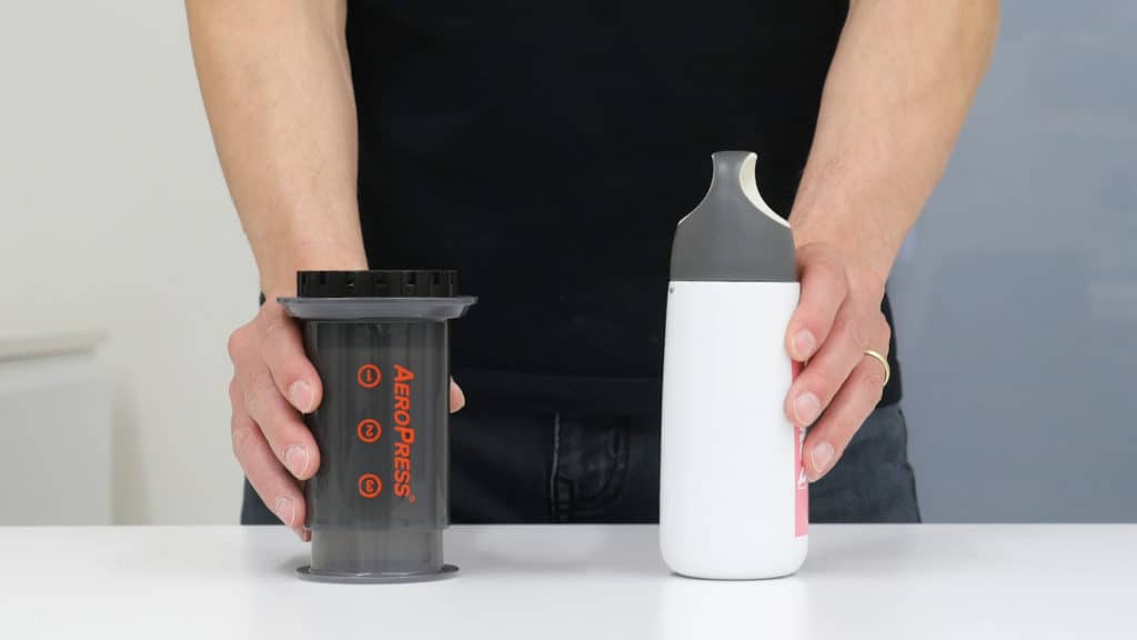 Making Flat White at home with an AeroPress and a simple flask.